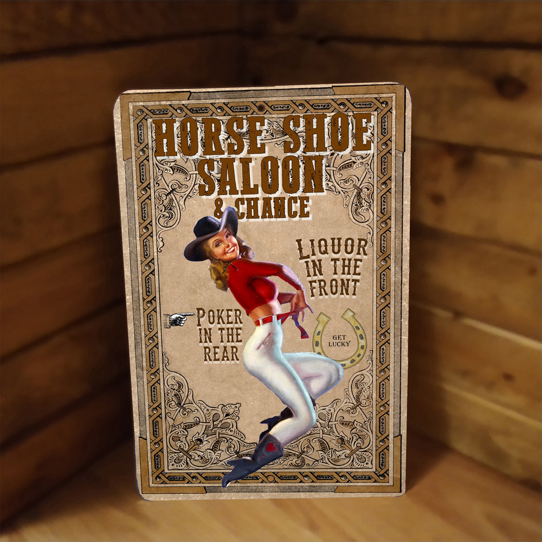 Poster In Metallo Cowgirl 20x30 Cm Con Scritta In Inglese | Targa Decorativa Vintage Per Casa, Garage E Pub - 3