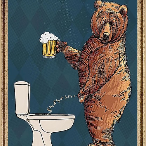 Beer op toilet, poster A4 zonder lijst, toilet, badkamerdecoratie, wanddecoratie, foto's, grappig cadeau Beer op toilet, poster A4 zonder lijst, toilet, badkamerdecoratie, wanddecoratie, foto's, grappig cadeau
