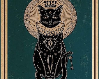 Poster Vintage Halloween And Into The Darkness Cat Witch Car Poster Vintage Halloween And Into The Darkness Cat Witch Car