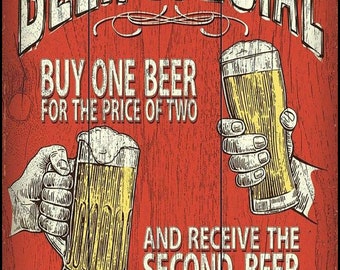 Bar Sign Beer Special Buy One for the Price of Two Metal Mancave Pub Poster