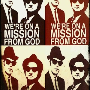 Blues Brothers Art On a Mission from God Silhouette Metal Sign