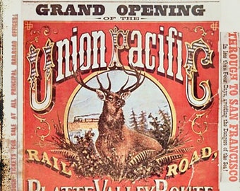 Great Pacific 1850 鉄道 レリーフ　ヴィンテージサイン　看板 Redesigned Metal Sign Union Pacific Grand Opening May 10, 1869