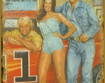 Affiche en métal : Couverture emblématique du guide TV 1980 - Dukes of Hazzard, GOP Convention