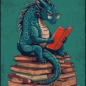 Book Dragon, Not Worm Metal Wall Art Poster Sign