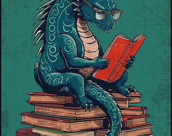 Book Dragon, Not Worm Metal Wall Art Poster Sign