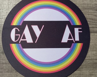 Alfombrilla de ratón LGBTQ Pride Gay AF, triángulo rosa opcional, alfombrilla para sartén caliente, regalo arcoíris