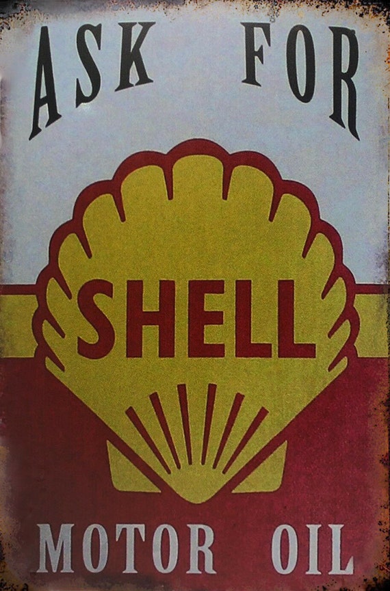 Retro Ask for Shell Motor Oil Vintage Style Metal Sign Auto Shop