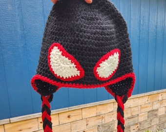Handmade Crochet Miles Morales Beanie Inspired Across the Spider-Verse Movie