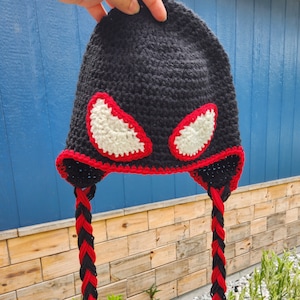 Handmade Crochet Miles Morales Beanie Inspired Across the Spider-Verse Movie
