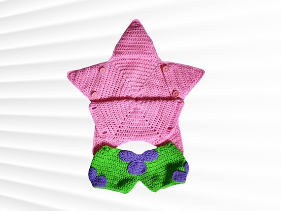 Handmade Crochet Baby Outfit Pink Sea Star Cocoon and Green with Purple Accents Short Pants - 0 to 3 months Baby Shower Photography Props