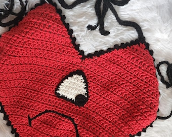 Crochet Bad Bunny Halter Top: Handmade Album Cover Heart Inspired