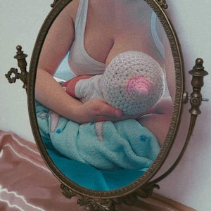Handmade Crochet Newborn Infant Beanie, Breastfeeding Awareness, Boob Hat
