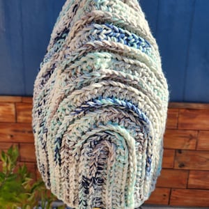 Handmade Crochet Hooded Cowl: Blue Winter Scarf