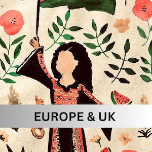 Paquete de 10 tarjetas de felicitación para Europa y el Reino Unido Tarjeta de cumpleaños de una dama palestina con la bandera palestina
