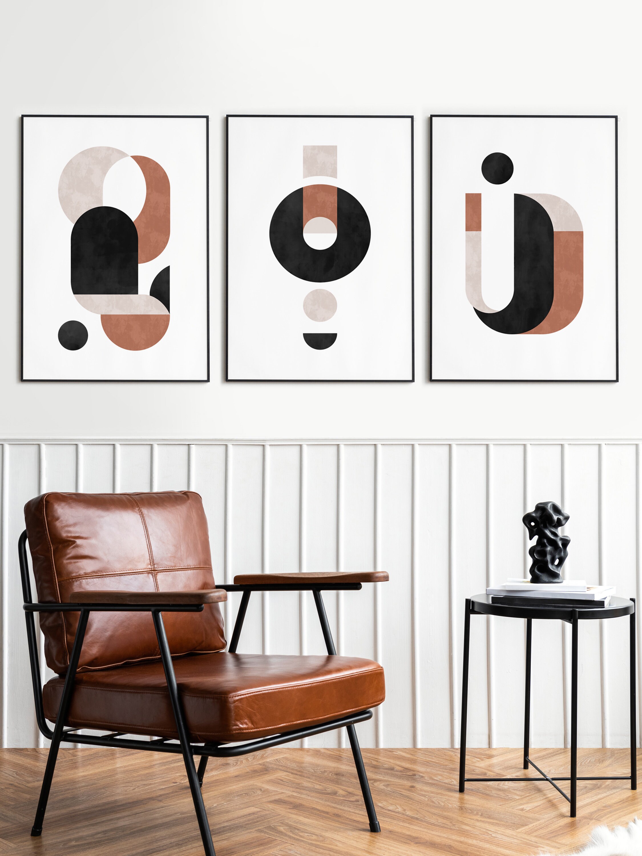 Mid Century Modern Wall Art Set of 3 Bauhaus Inspired - Etsy
