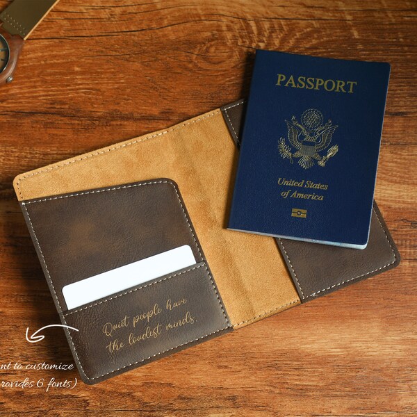 Leather Engraved Passport Holder Etsy