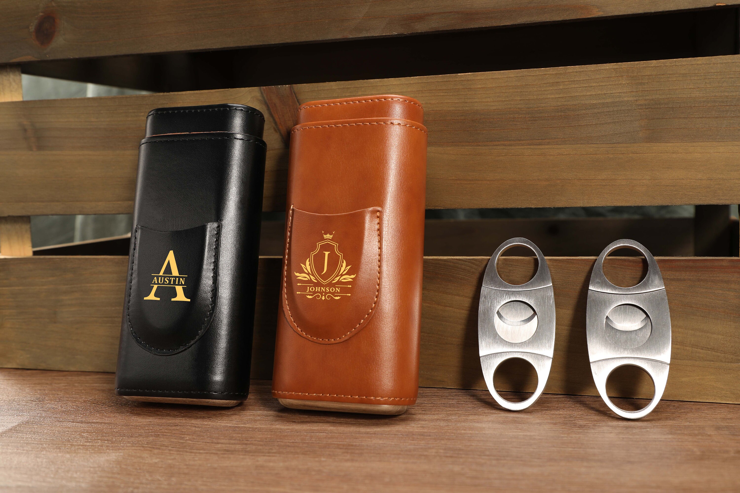 Personalized Cigar Case With Cutter Leather Cigar Travel Etsy
