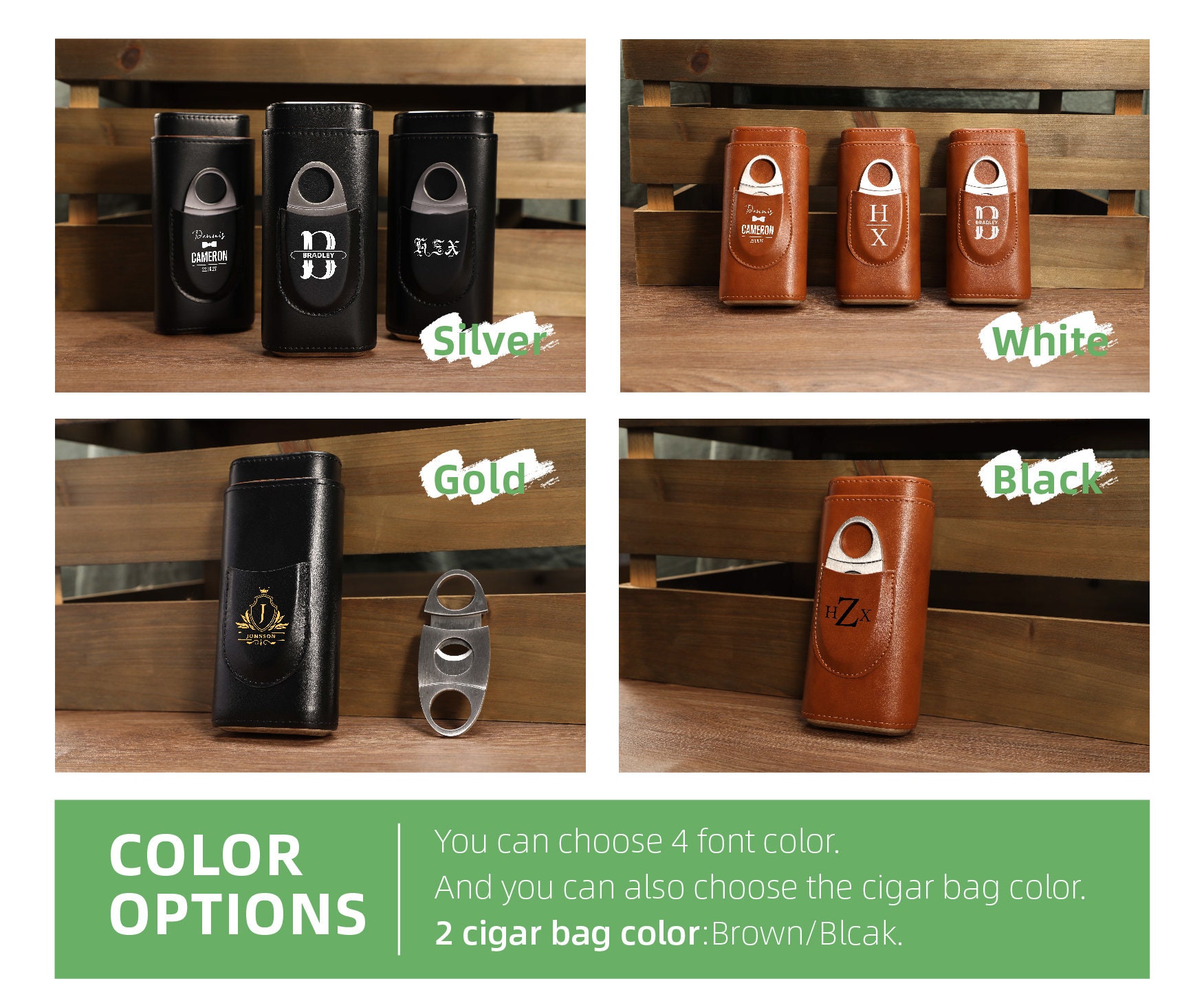 Personalized Cigar Case With Cutter Leather Cigar Travel Etsy