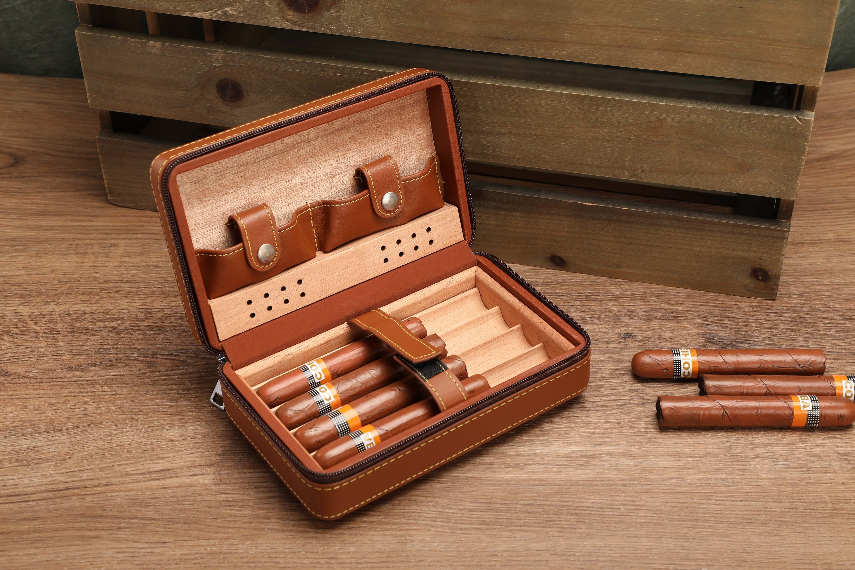 Personalize Leather Bag Cigar Accessories Travel Cigar - Etsy