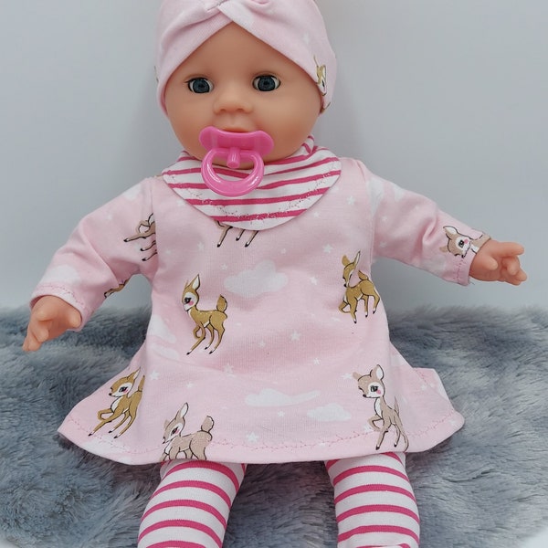 Doll clothes 36 - 39 cm, tunic, leggings, reversible scarf and headband