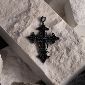 Sterling Silver 925 Gothic Cross Pendant for Biker and Victorian Jewelry - Gothic Cross Pendant