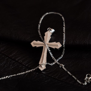 Sterling Silver Gothic Cross Pendant – Vintage Medieval Christian Necklace, Textured Finish, Men’s Religious Jewelry