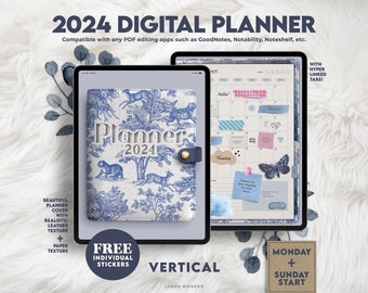 2024 BLUE TOILE Digital Planner (DATED) | Digital Planner | Goodnotes Planner | Digital Daily Planner | iPad Planner |Notability |Journal