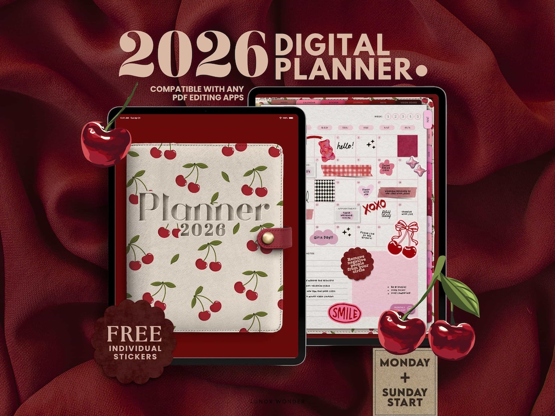 2026 CHERRY Digital Planner (DATED) | Digital Planner | Goodnotes ...