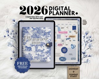 2026 BLUE TOILE Digital Planner (DATED) | Digital Planner | Goodnotes Planner | Digital Daily Planner | iPad Planner |Notability |Journal