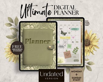 ULTIMATE SAGE Green Digital Planner (UNDATED) | Digital Planner | Goodnotes Planner | Digital Daily Planner| iPad Planner|Notability|Journal