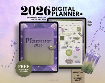 2026 UBE MATCHA Digital Planner (DATED) | Digital Planner | Goodnotes Planner | Digital Daily Planner | iPad Planner |Notability |Journal
