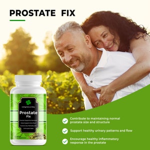 Prostate Fix: Prostate Health, Hair Loss, DHT Blocker | Supports Those with Frequent Urination | Gluten Free, Non-GMO, 60 Capsules