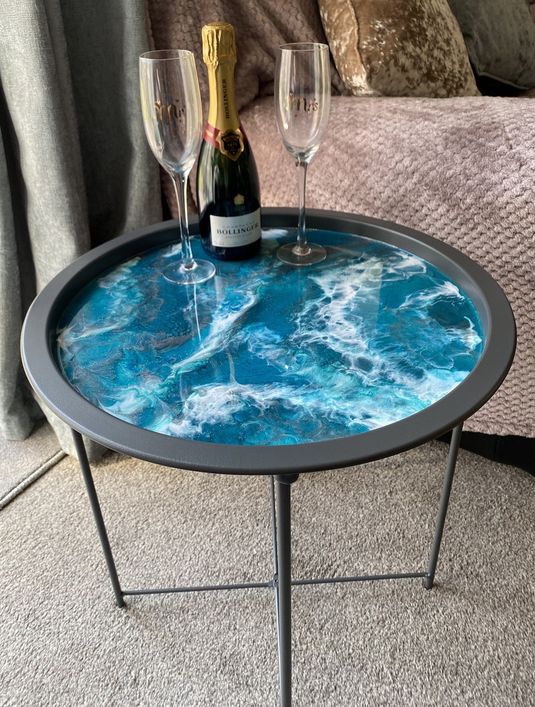 Folding Resin Side Tables. Personalised and Made to Order. Marble