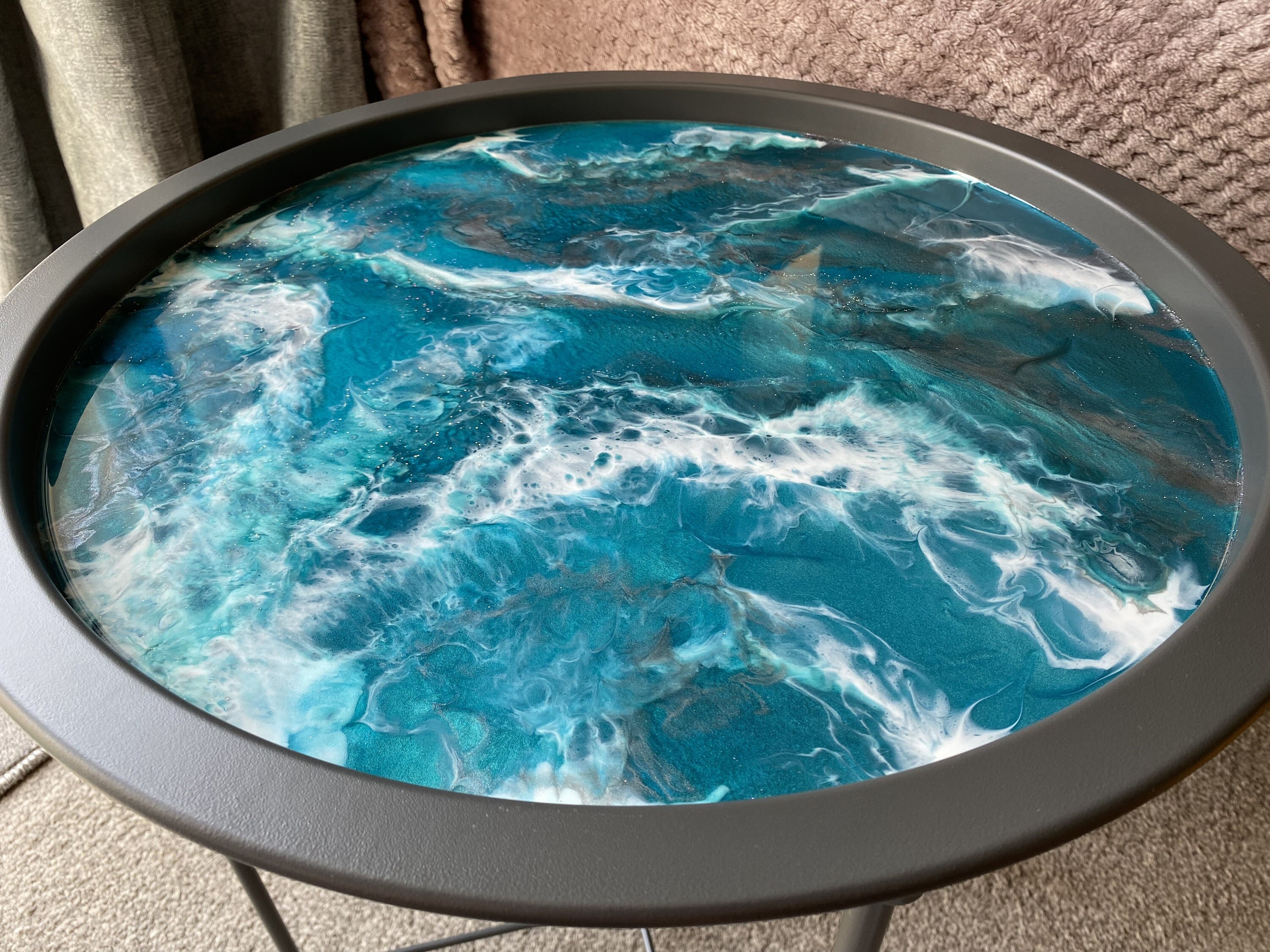 Folding Resin Side Tables. Personalised and Made to Order. Marble