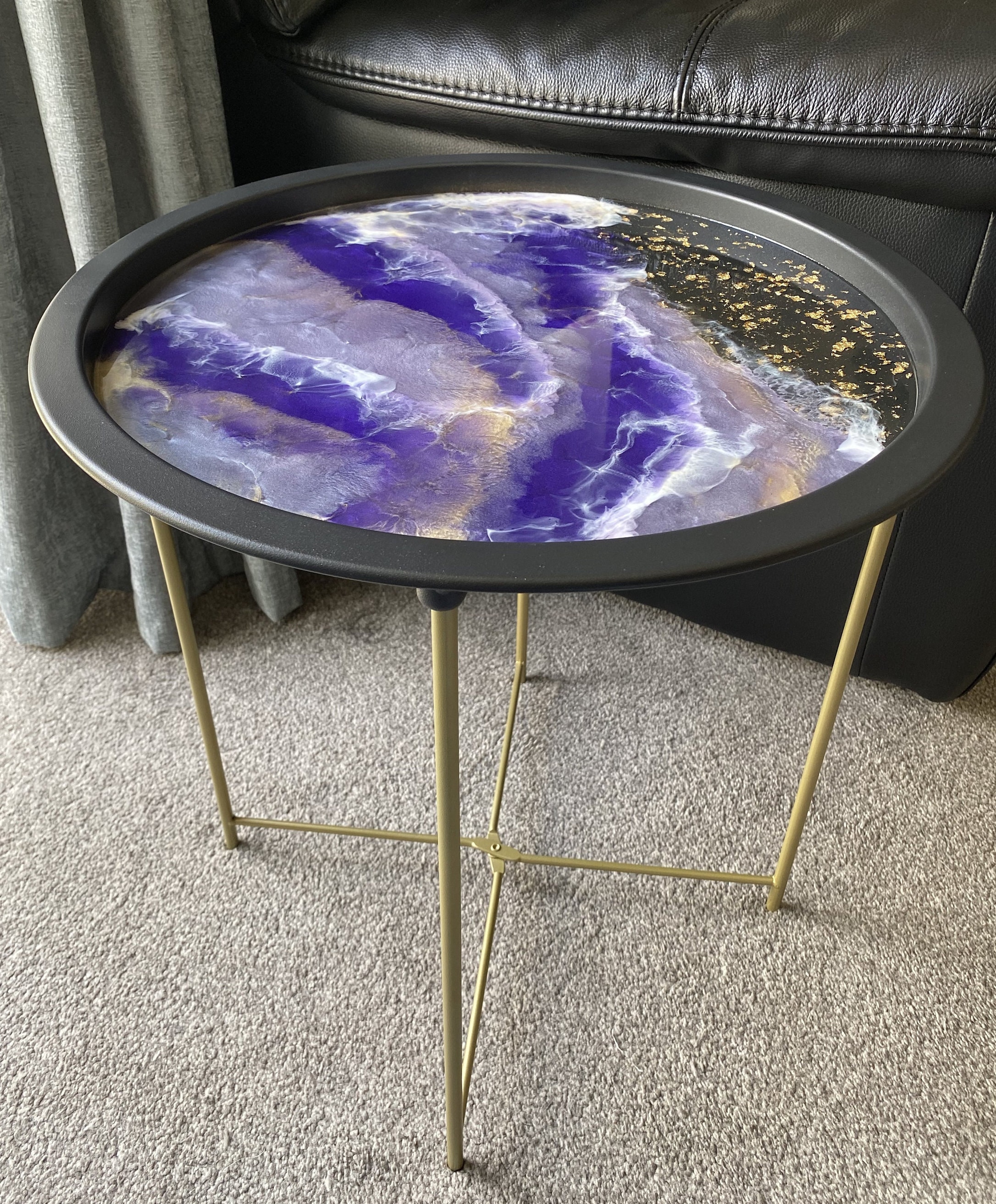 Folding Resin Side Tables. Personalised and Made to Order. Marble
