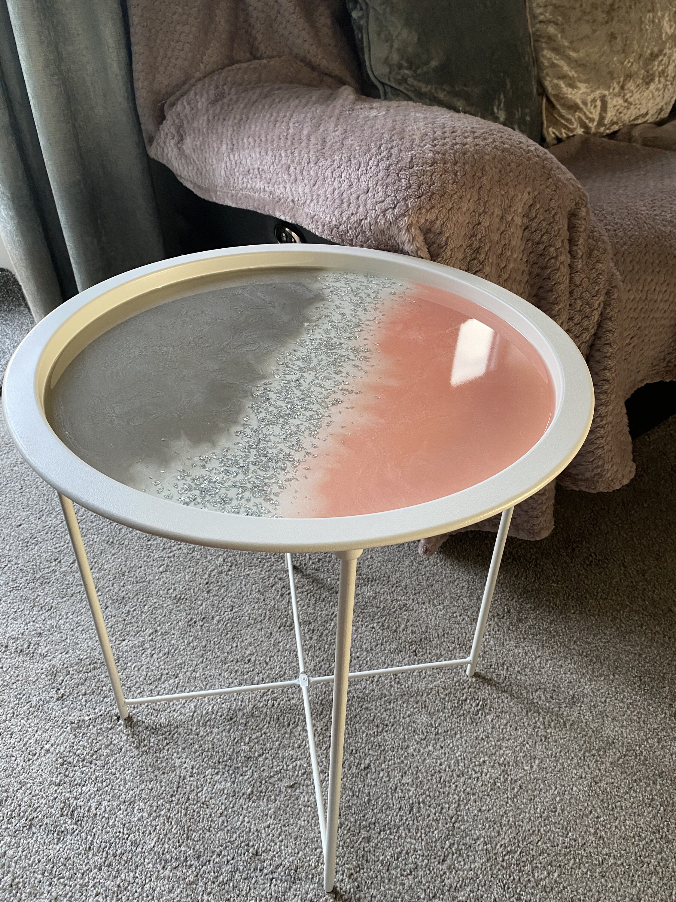Folding Resin Side Tables. Personalised and Made to Order. Marble
