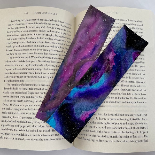 Hand Painted Watercolor Galaxy Bookmark | Unique Bookmark