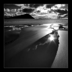 Mounted Black and White Silk Print, Scarista, Isle of Harris