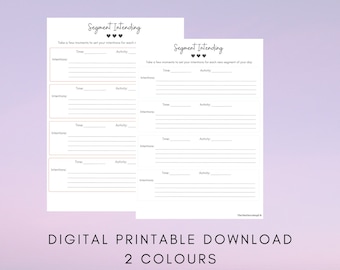 PRINTABLE Segment Intending Sheet, Attract Abundance, Raise Vibration, Abraham Hicks, Law of Attraction, Manifestation