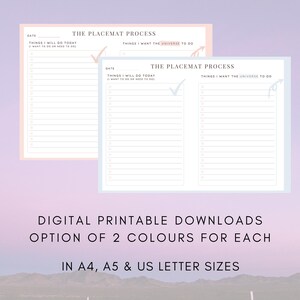 PRINTABLE Placemat Process Sheet, Attract Abundance, Raise Vibration, Abraham Hicks, Law of Attraction, Manifestation
