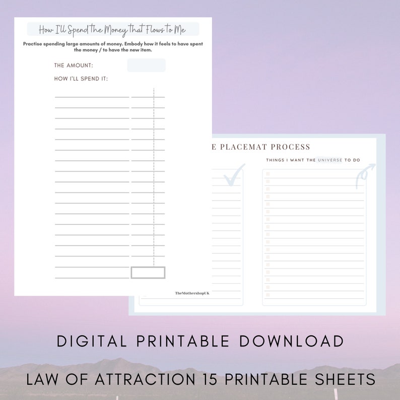 PRINTABLE Law of Attraction Bundle, LOA, Manifestation, Universe Cheque ...