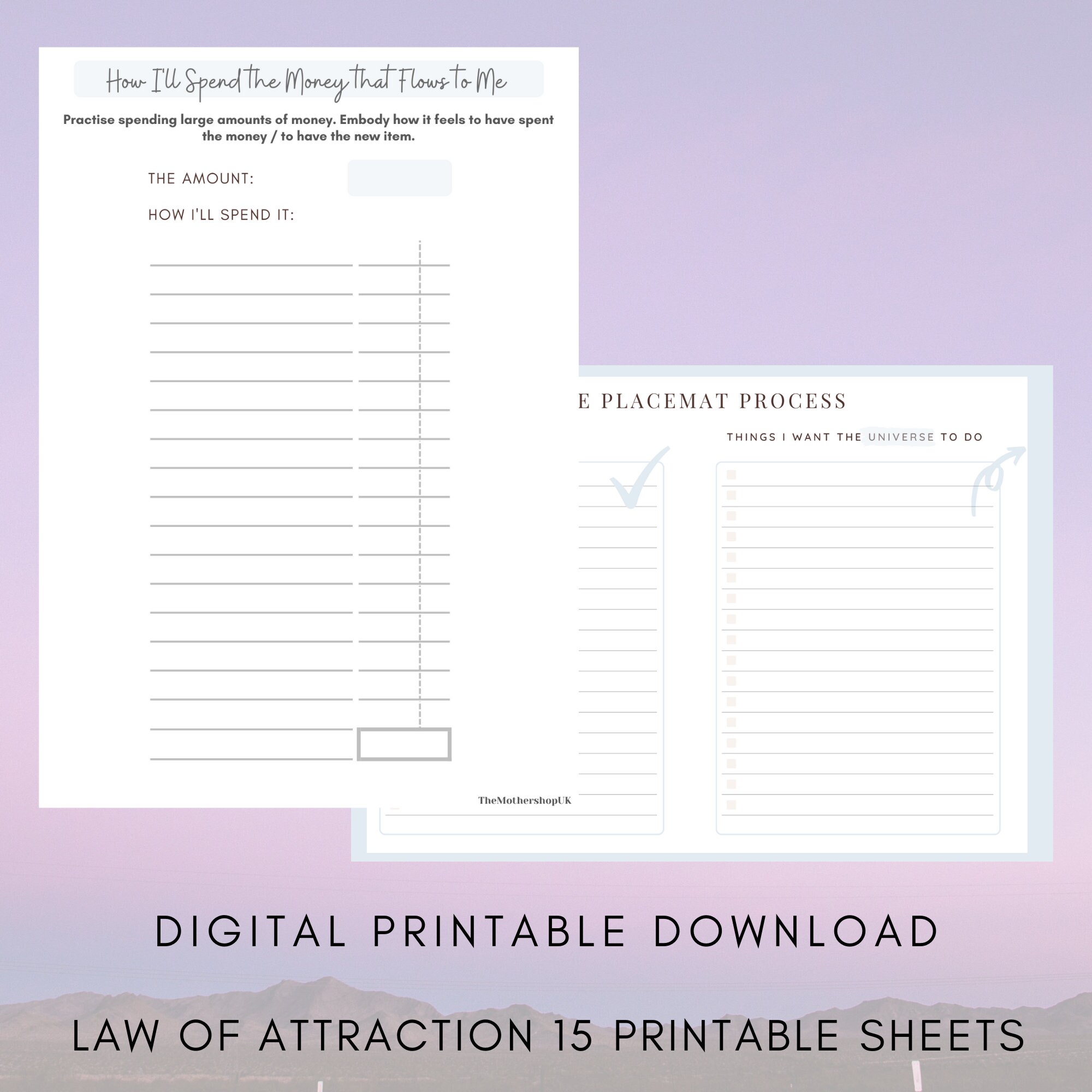 PRINTABLE Law of Attraction Bundle, LOA, Manifestation, Universe Cheque ...