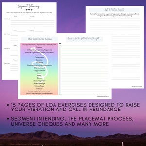 PRINTABLE Law Of Attraction Bundle, LOA, Manifestation, Universe Cheque, Segment Intending, Placemat Process, Raise Vibration, Abraham Hicks
