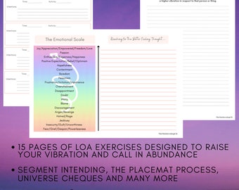 PRINTABLE Law Of Attraction Bundle, LOA, Manifestation, Universe Check, Segment Intention, Napperon Process, Raise Vibration, Abraham Hicks