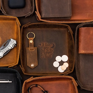 Custom husband gift, leather valet tray gift, eather catchall tray gift, custom entryway tray, custom mens mens gift, leather gift for men