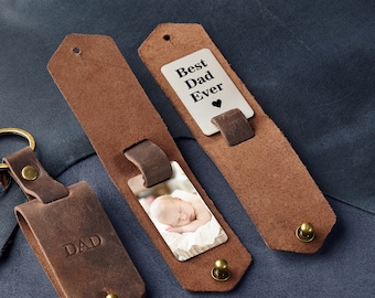 New born photo keychain gift, leather photo keychain gift, sonogram keychain, mens Fathers day gift, photo keyring, custom gift for him