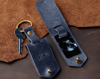 Grandpa keychain gift, leather photo keychain, fathers day gift, keyring with picture, Grandpa custom keychain, gifts for grandpa with photo