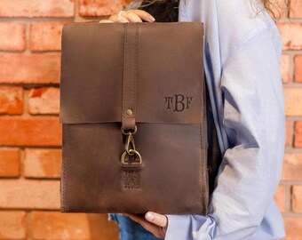 Leather shoulder bag for women, womens leather backpack, womens laptop backpack, leather woman bag, womens leather knapsack, city rucksack