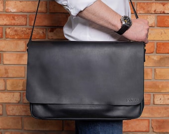 Leather work briefcase, mens laptop messenger, laptop briefcase bag, business briefcase, leather shoulder bag, mans handbag, birthday gift