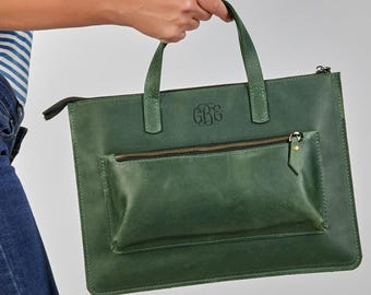 Leather laptop bag, custom womens gift, corporative leather briefcase, leather laptop case, leather laptop bag, birthday gift
